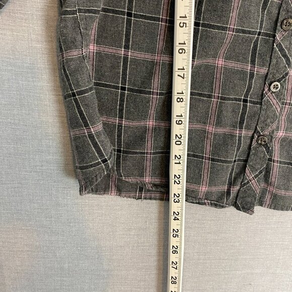 WindRiver Flannel Shirt Roll Tab Sleeves Cotton Sz Med Grey Pink Plaid - Picture 10 of 10